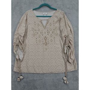 Womens Ariat Tunic‎ Top Size Large  Beige Aztec Western Cowgirl